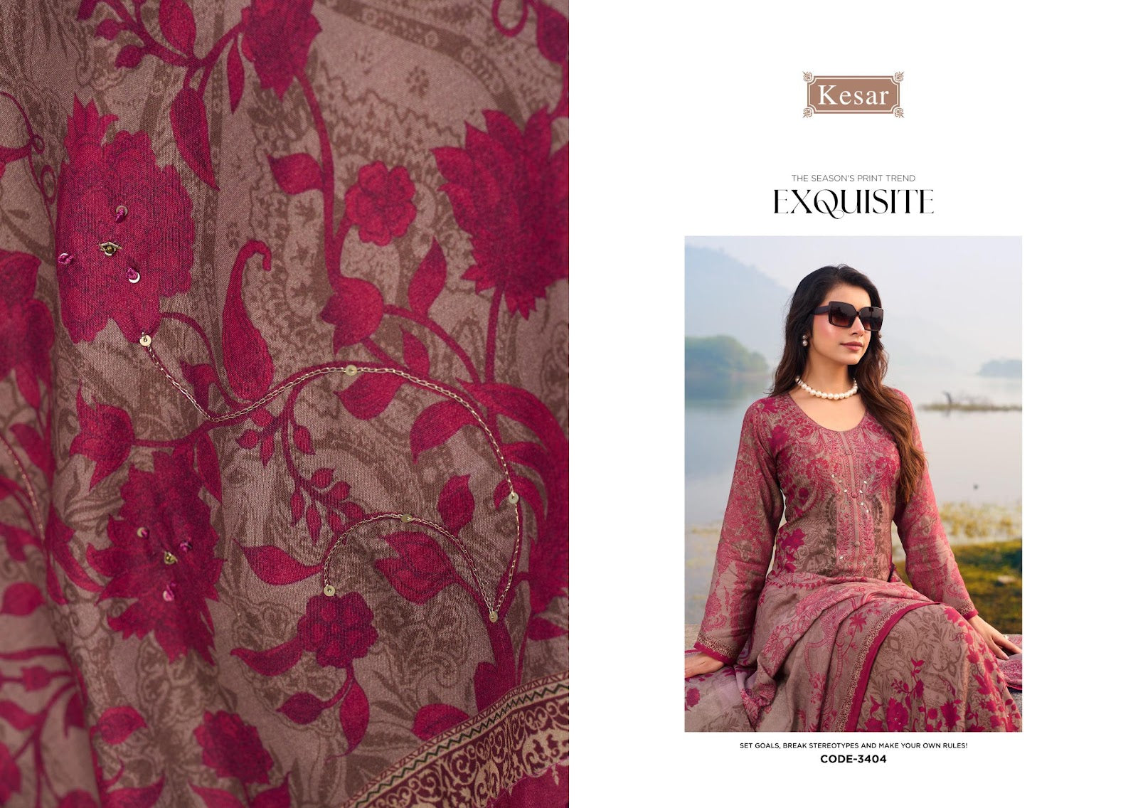 Sukoon Kesar Viscose Muslin Pant Style Suits Wholesaler