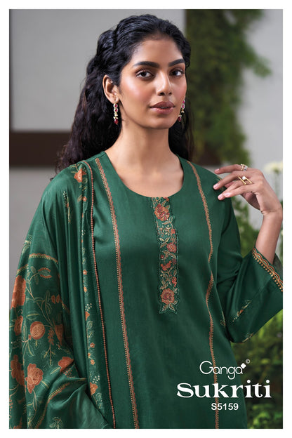 Sukriti S5159 Ganga Cotton Satin Pant Style Suits Supplier
