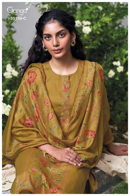 Sukriti S5159 Ganga Cotton Satin Pant Style Suits Supplier