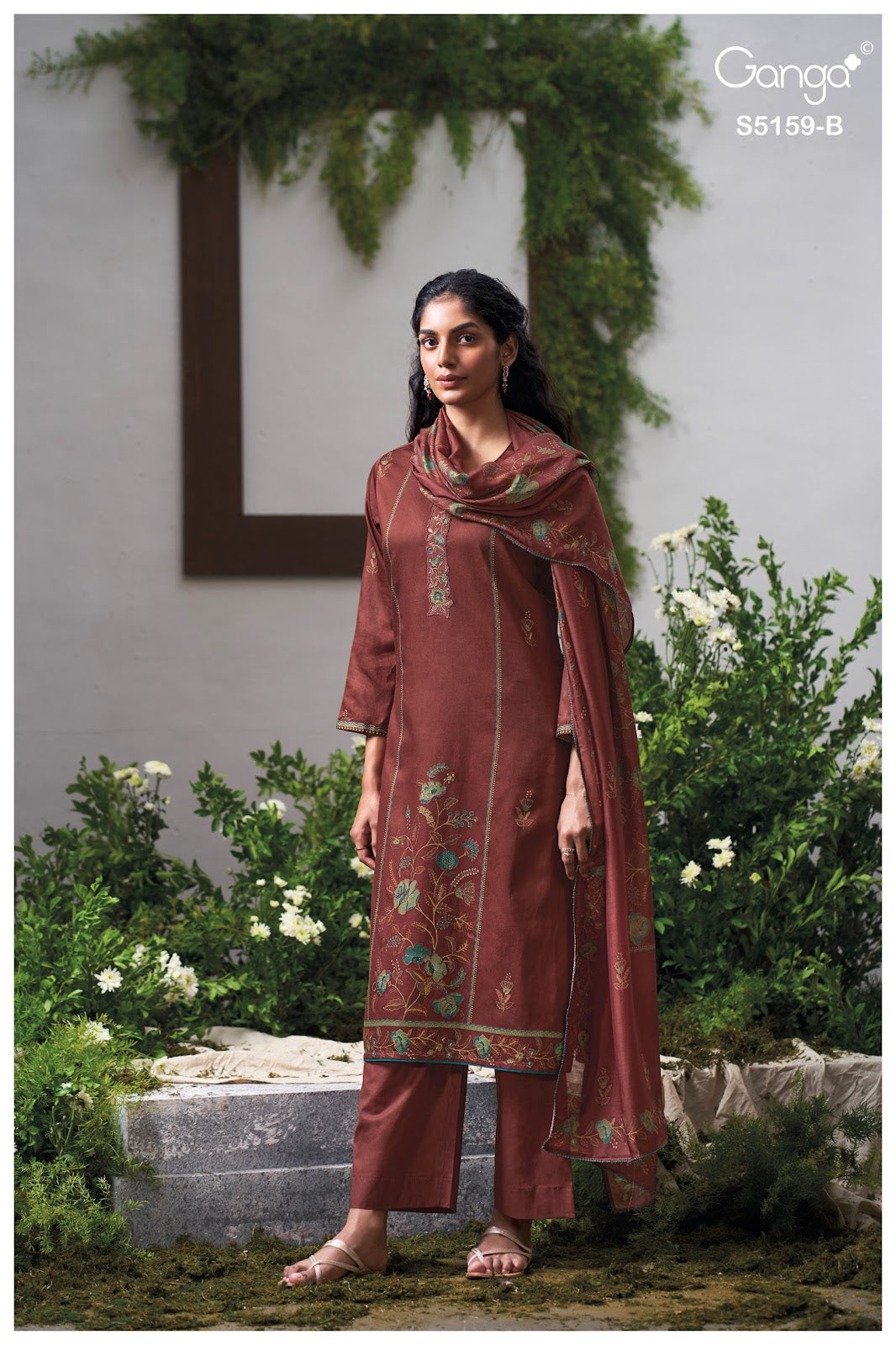 Sukriti S5159 Ganga Cotton Satin Pant Style Suits Supplier