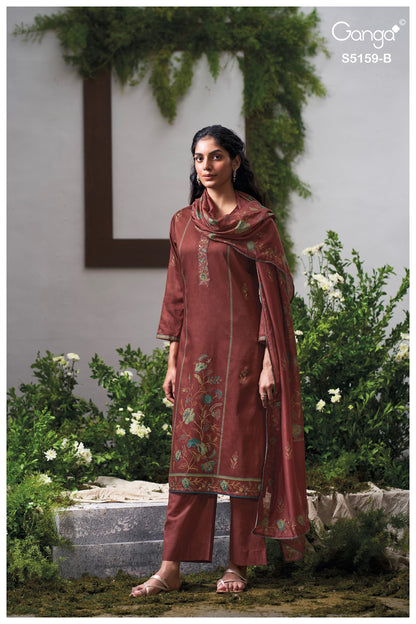 Sukriti S5159 Ganga Cotton Satin Pant Style Suits Supplier