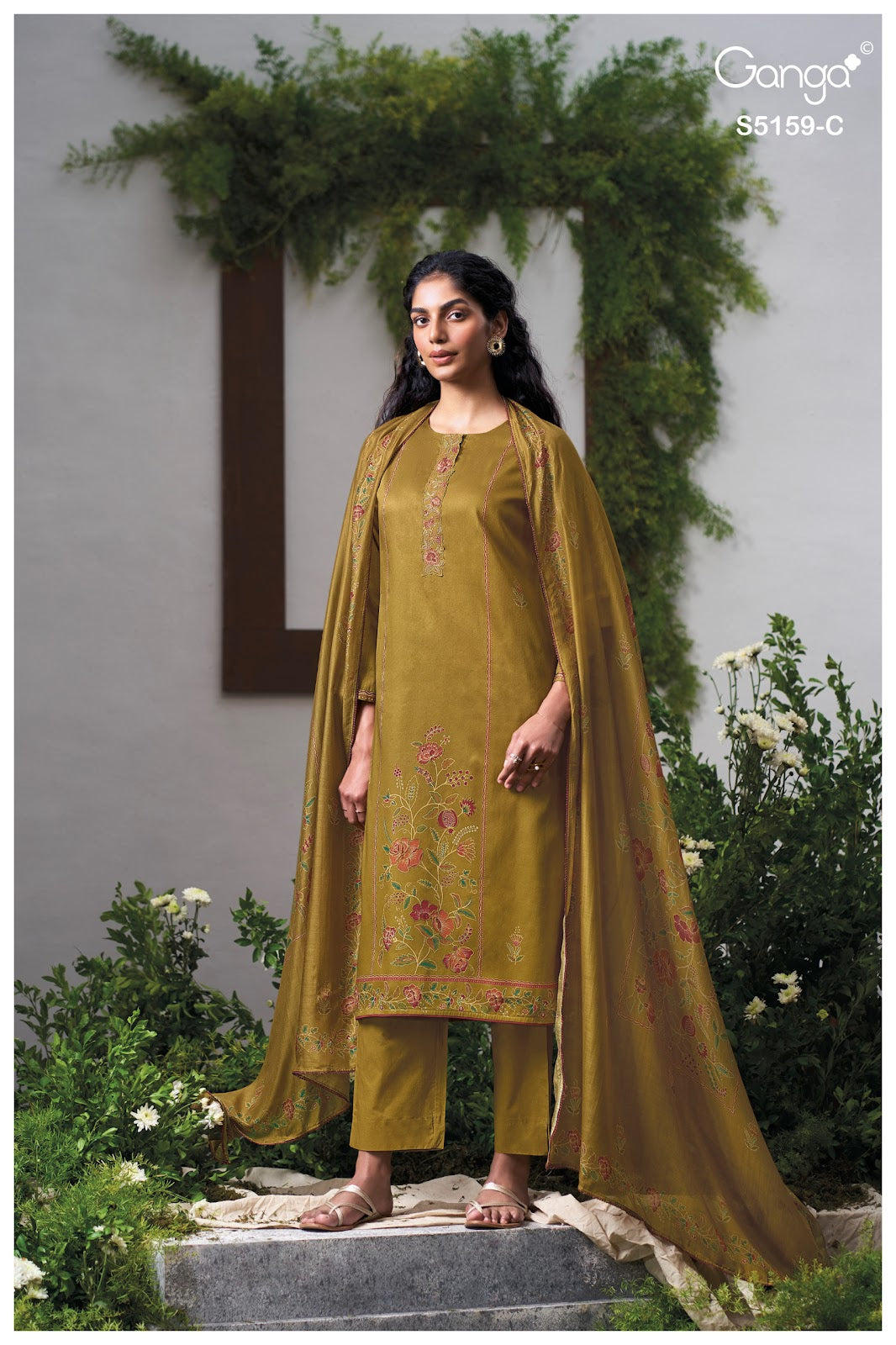 Sukriti S5159 Ganga Cotton Satin Pant Style Suits Supplier