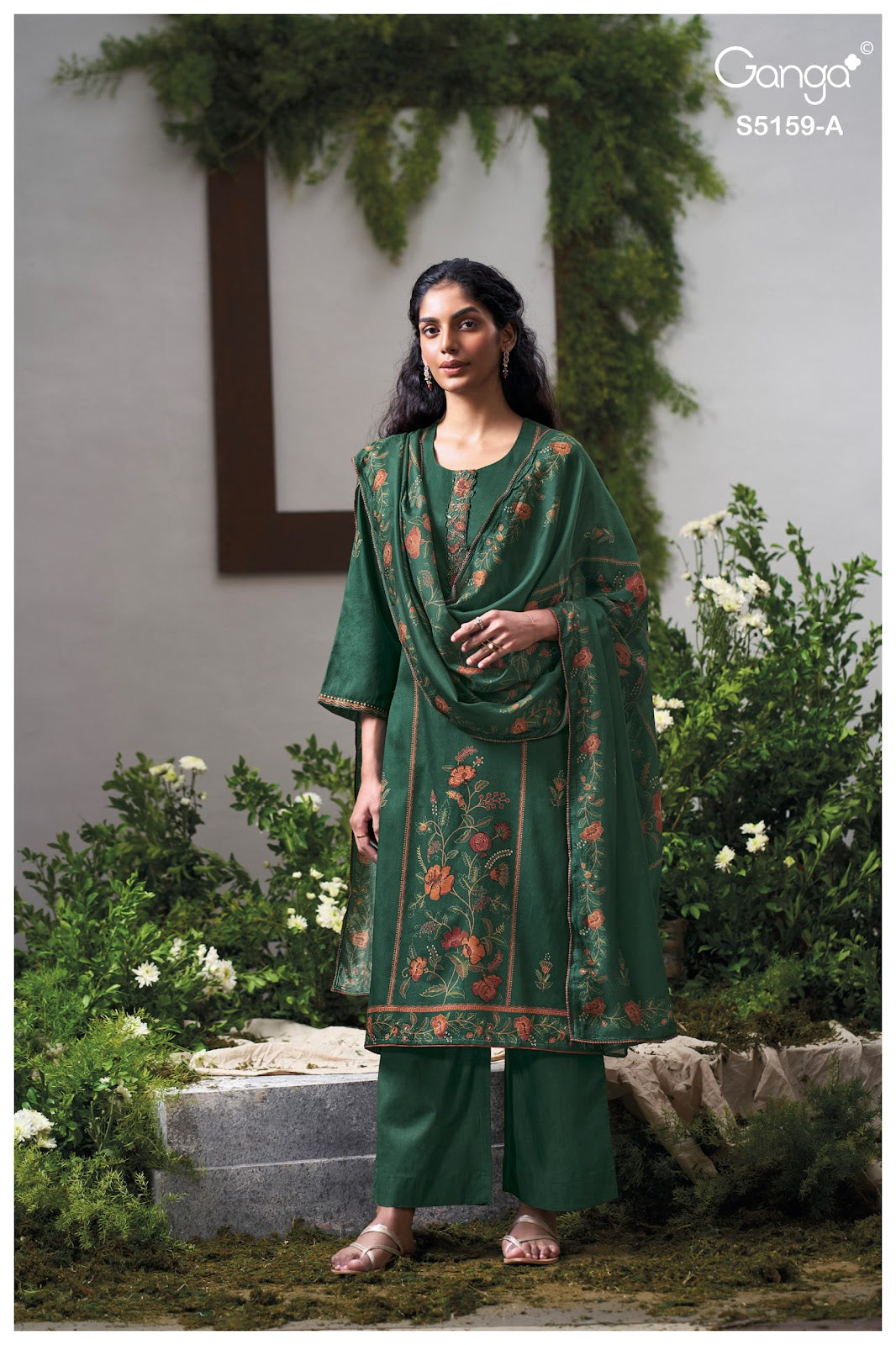 Sukriti S5159 Ganga Cotton Satin Pant Style Suits Supplier