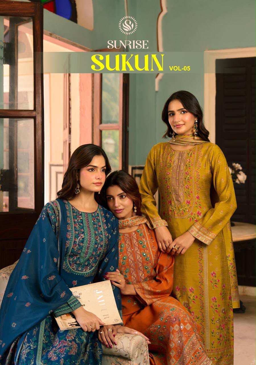 Sukun Vol 5 Sunrise Bostone Silk Pant Style Suits Supplier Ahmedabad