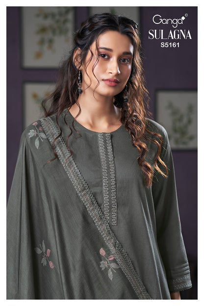 Sulagna S5161 Ganga Corduroy Plazzo Style Suits Exporter Gujarat