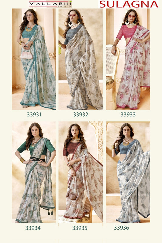 Sulagna Vallabhi Prints Chiffon Sarees Wholesaler Ahmedabad