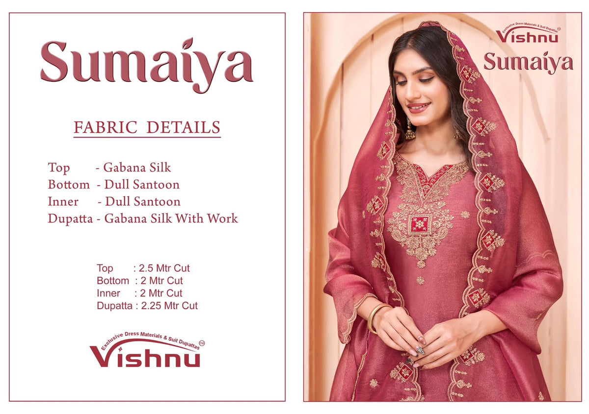 Sumaiya Vishnu Impex Gabana Silk Pant Style Suits Manufacturer Gujarat