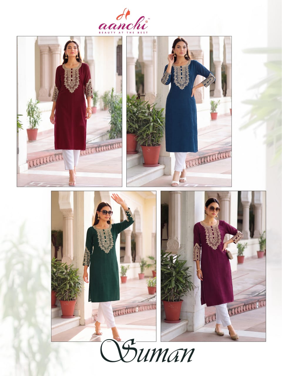 Suman Aanchi Long Straight Kurti Supplier Gujarat