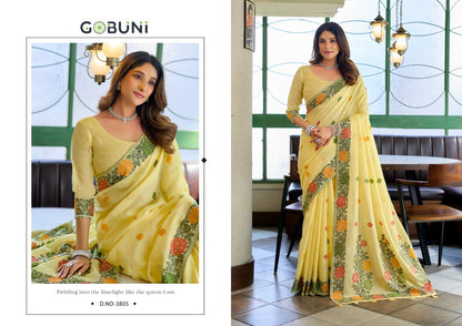 Suman Gobuni Linen Jacquard Sarees Manufacturer Ahmedabad