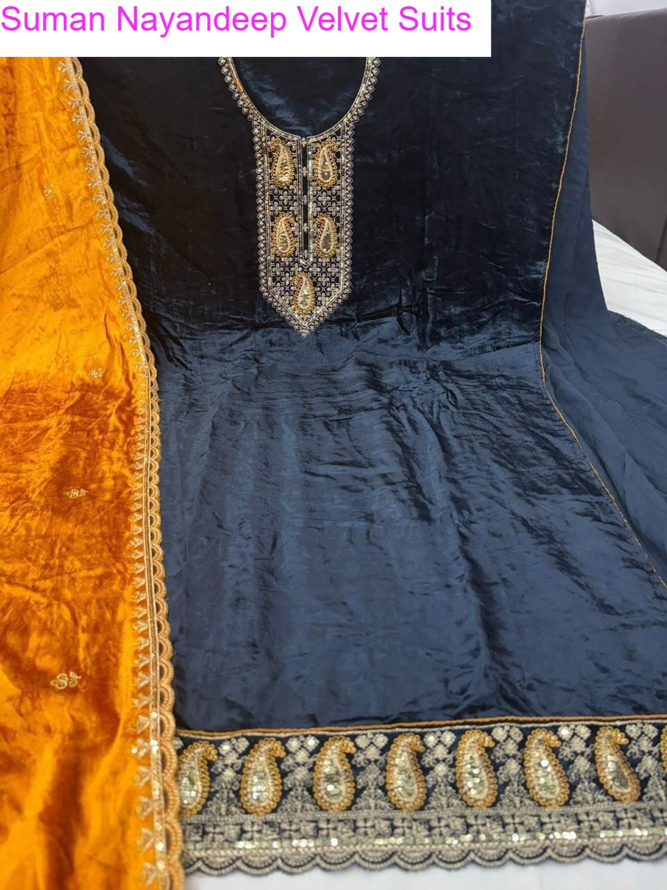 Suman Nayandeep Viscose Velvet Suits Wholesale Price