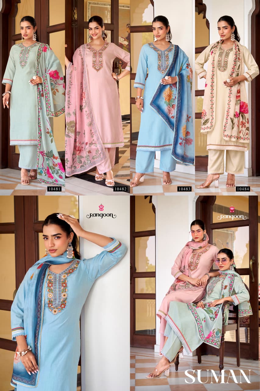 Suman Rangoon Viscose Readymade Plazzo Style Suits Exporter India