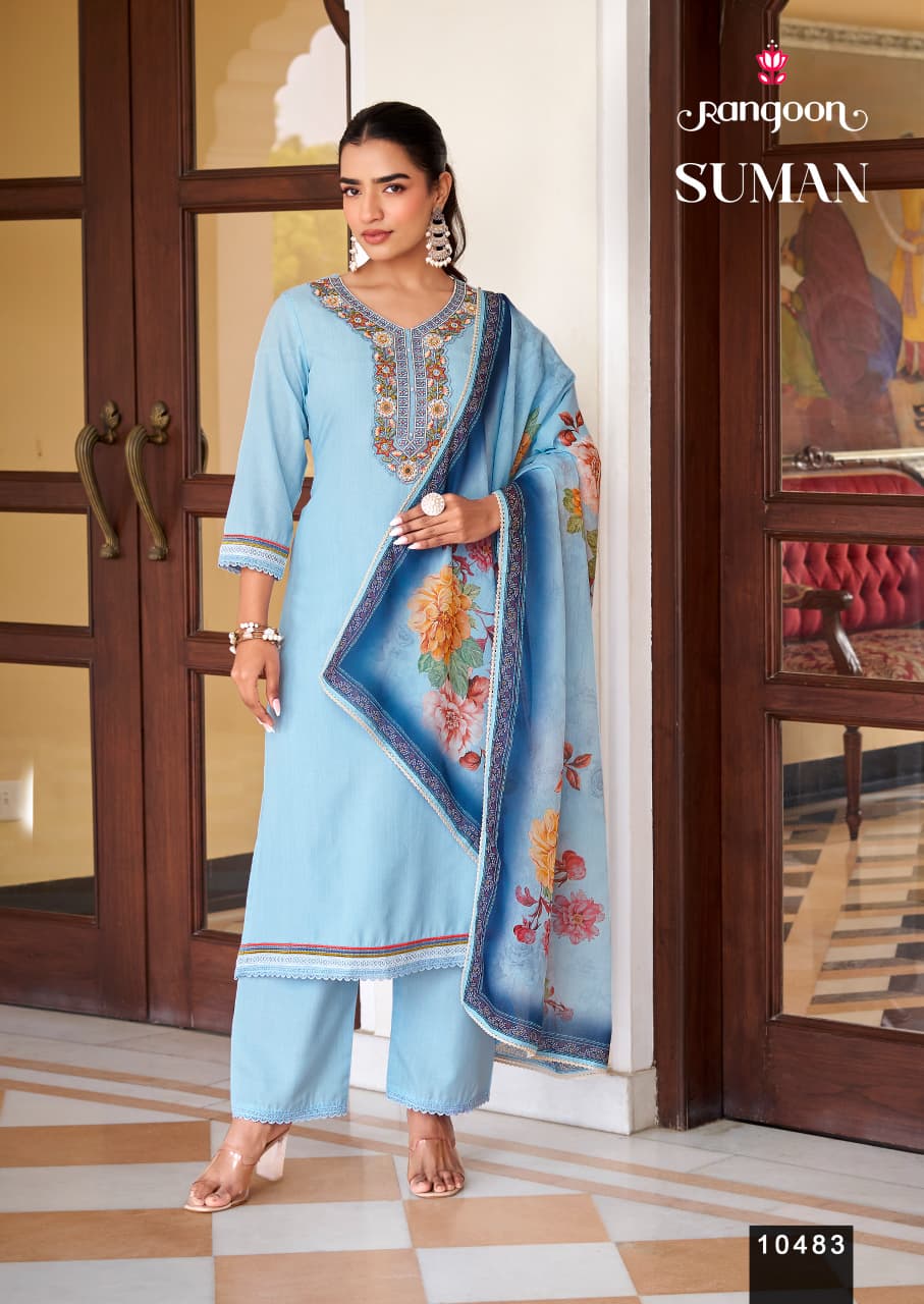 Suman Rangoon Viscose Readymade Plazzo Style Suits Exporter India