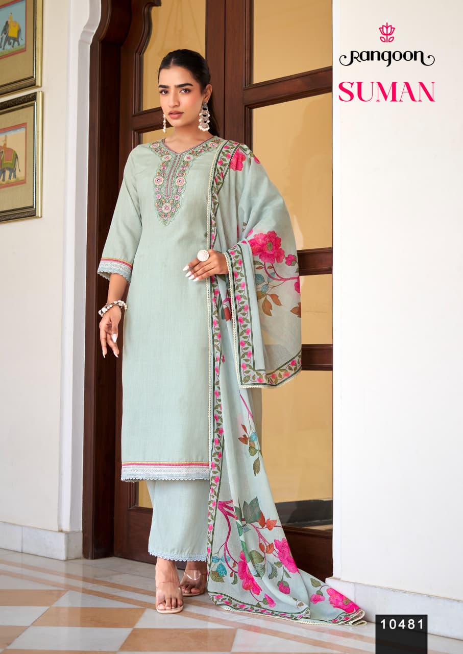 Suman Rangoon Viscose Readymade Plazzo Style Suits Exporter India