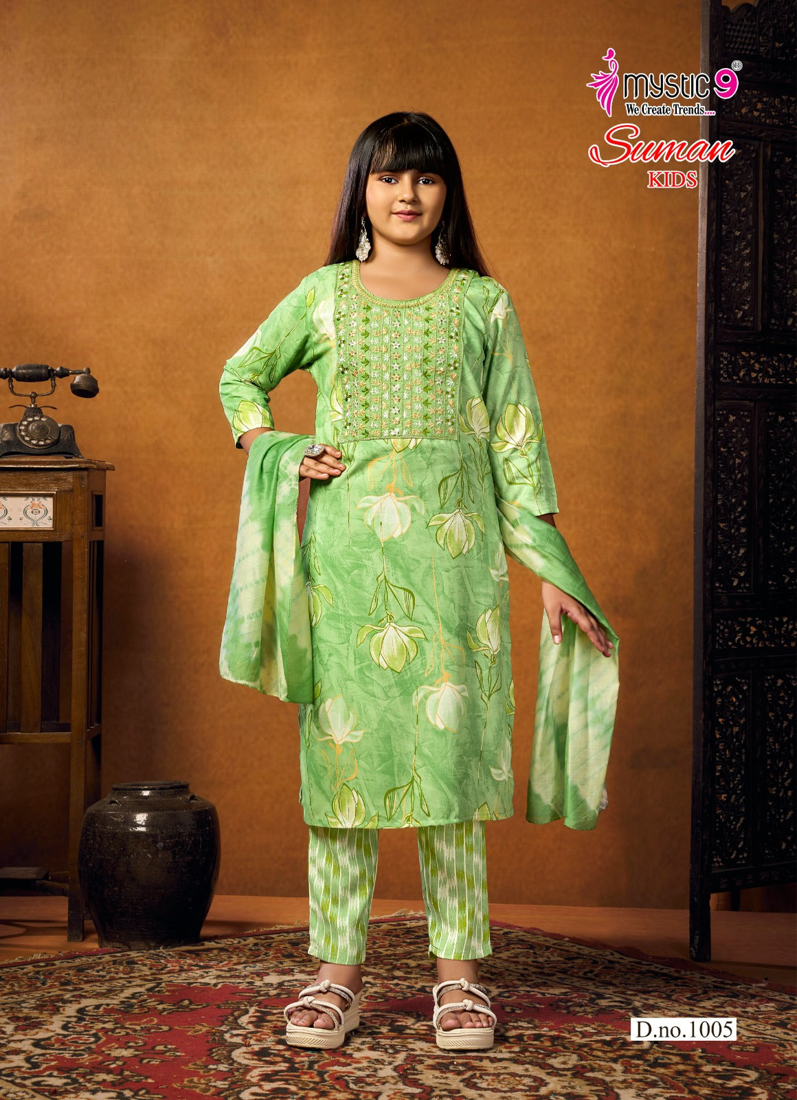 Suman Vol 1 Mystic 9 Rayon Girls Readymade Pant Suits Exporter Ahmedabad