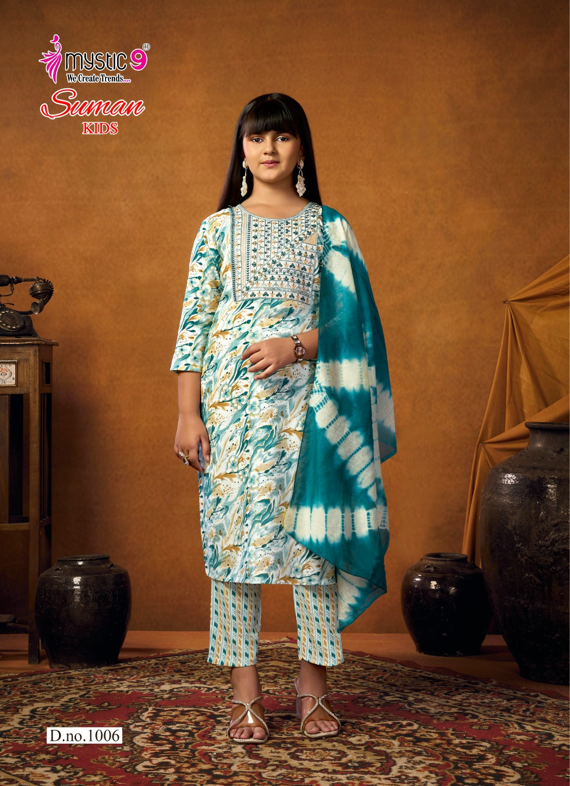 Suman Vol 1 Mystic 9 Rayon Girls Readymade Pant Suits Exporter Ahmedabad