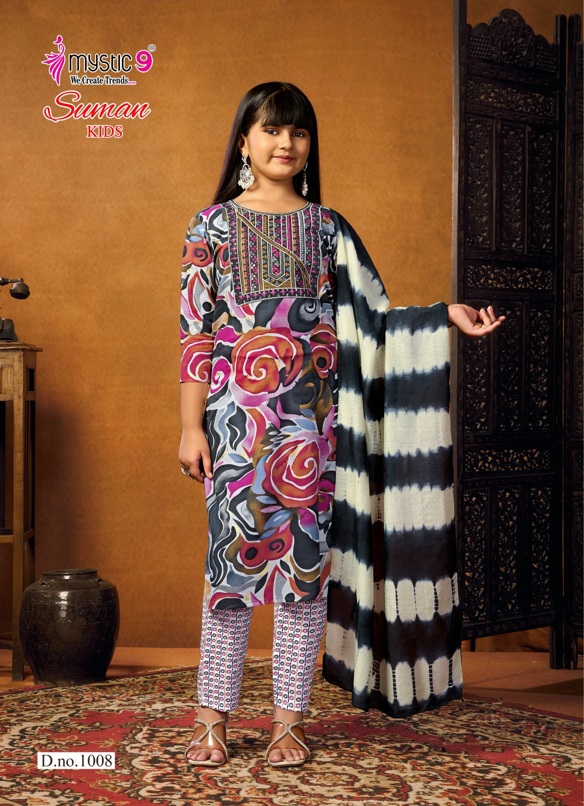 Suman Vol 1 Mystic 9 Rayon Girls Readymade Pant Suits Exporter Ahmedabad