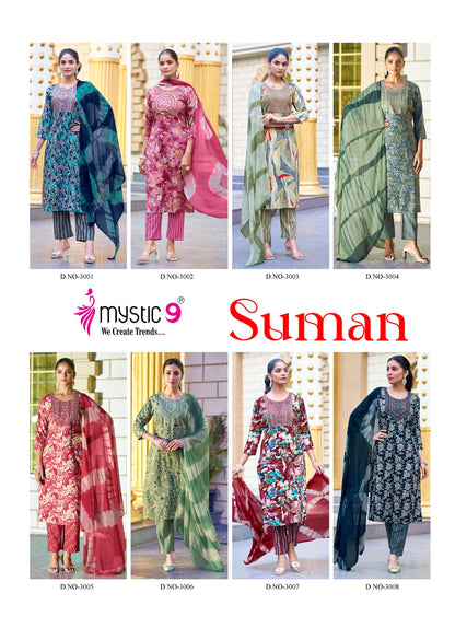 Suman Vol 3 Mystic 9 Rayon Readymade Pant Style Suits Wholesaler India