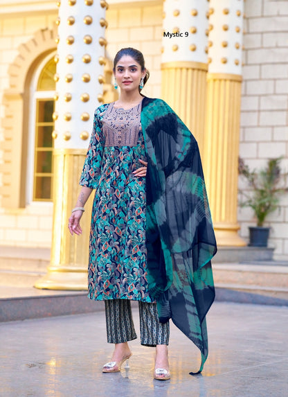 Suman Vol 3 Mystic 9 Rayon Readymade Pant Style Suits Wholesaler India