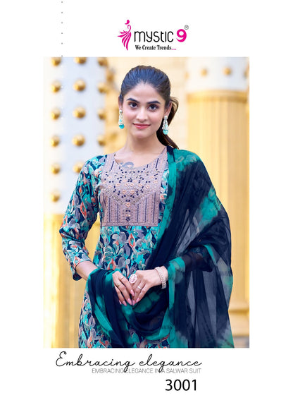 Suman Vol 3 Mystic 9 Rayon Readymade Pant Style Suits Wholesaler India