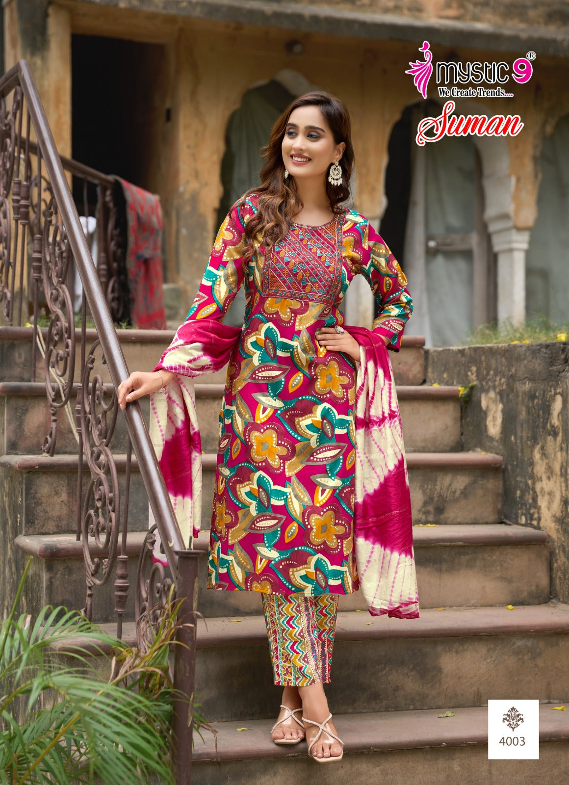 Suman Vol 4 Mystic 9 Rayon Foil Readymade Suits Manufacturer Ahmedabad