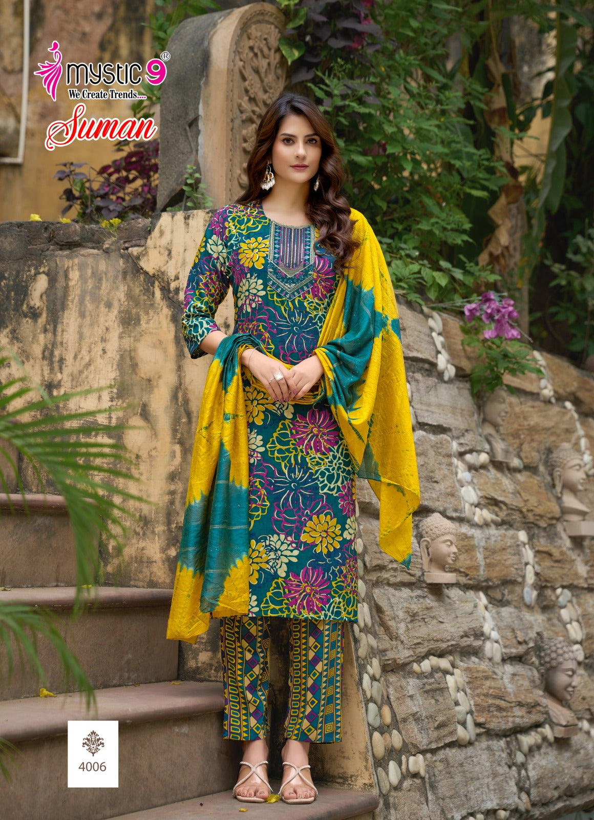 Suman Vol 4 Mystic 9 Rayon Foil Readymade Suits Manufacturer Ahmedabad