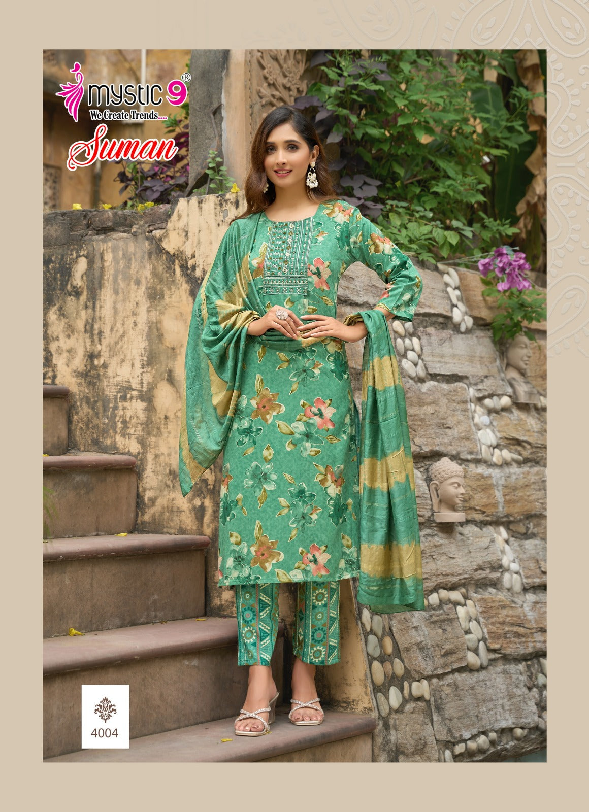 Suman Vol 4 Mystic 9 Rayon Foil Readymade Suits Manufacturer Ahmedabad