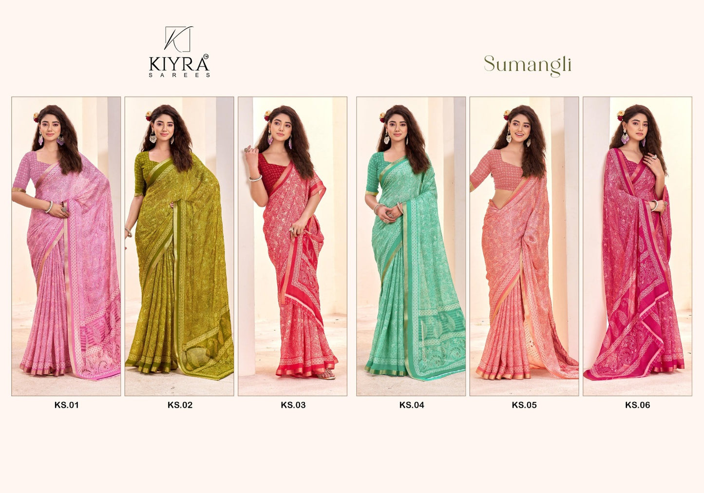Sumangli Vol 1 Kiyra Dull Moss Sarees Wholesale Price