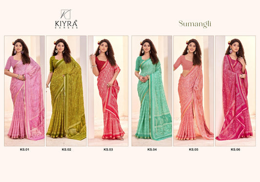 Sumangli Vol 1 Kiyra Dull Moss Sarees Wholesale Price