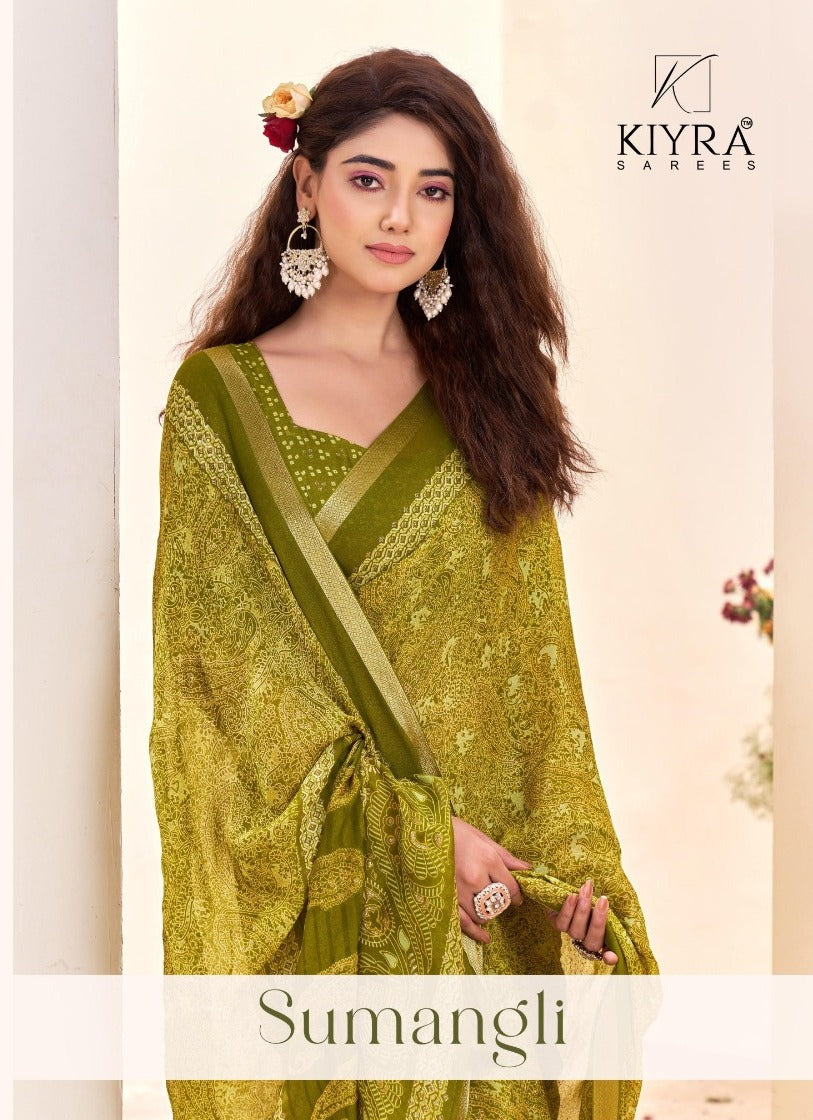 Sumangli Vol 1 Kiyra Dull Moss Sarees Wholesale Price