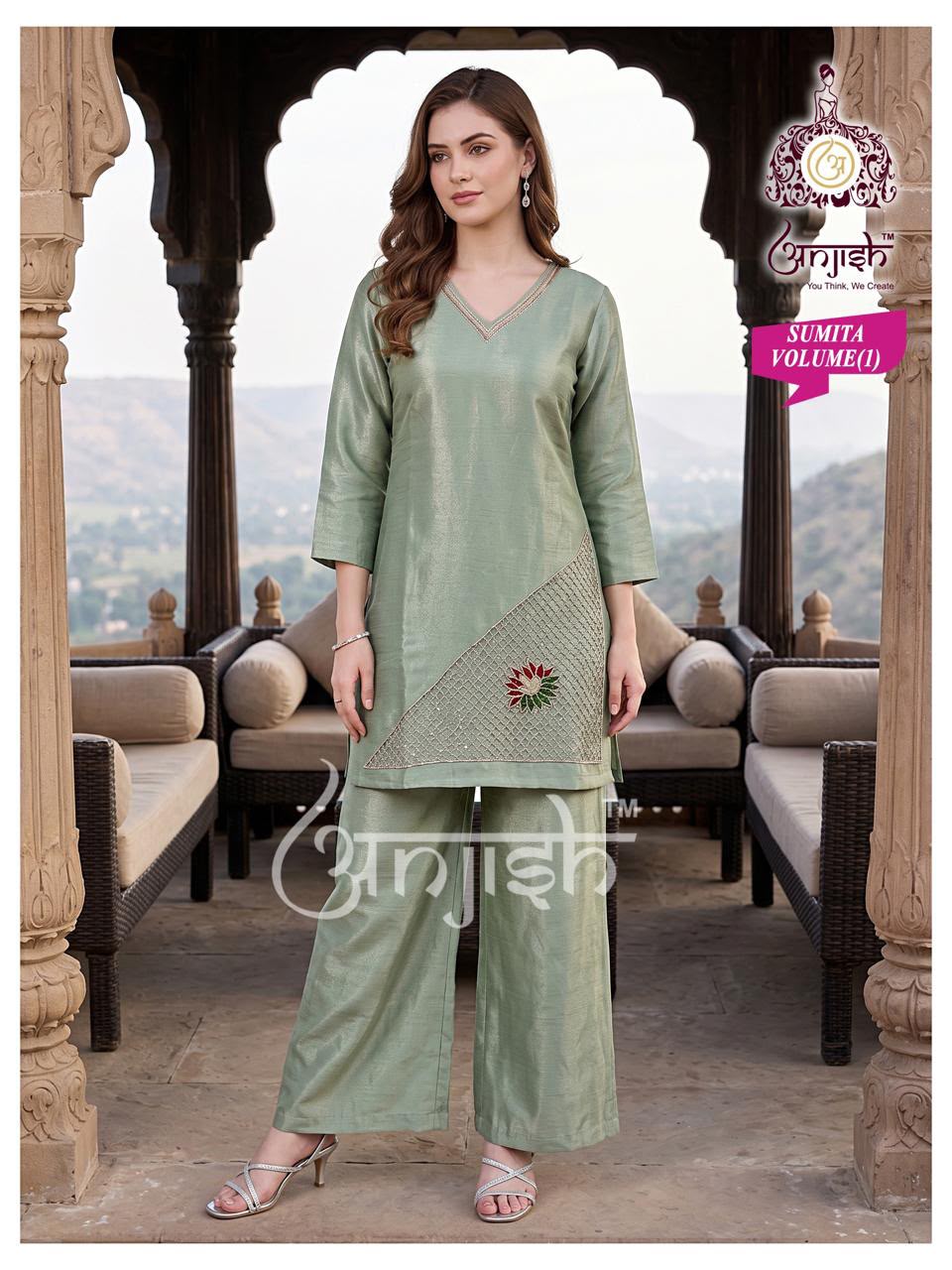 Sumita Anjish Chinon Co Ord Set Supplier