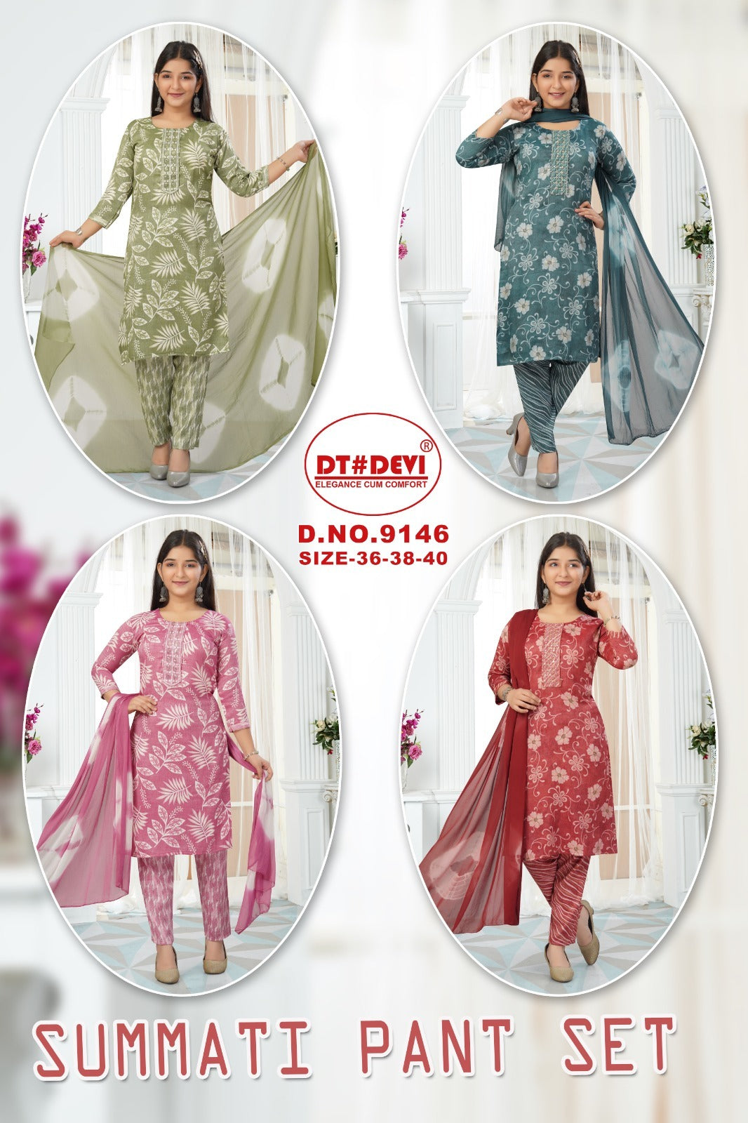 Summati 9146 Dt Devi Capsule Print Girls Readymade Pant Suits Wholesaler India