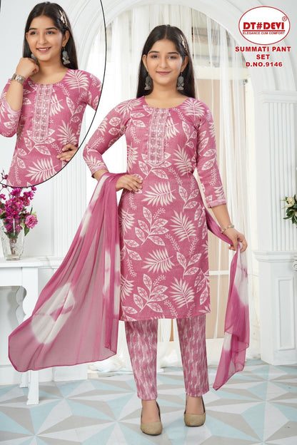 Summati 9146 Dt Devi Capsule Print Girls Readymade Pant Suits Wholesaler India