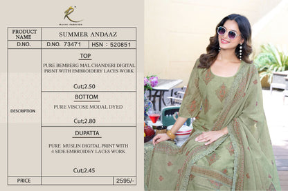 Summer Andaaz Rakhi Fashion Bemberg Pant Style Suits Exporter Gujarat