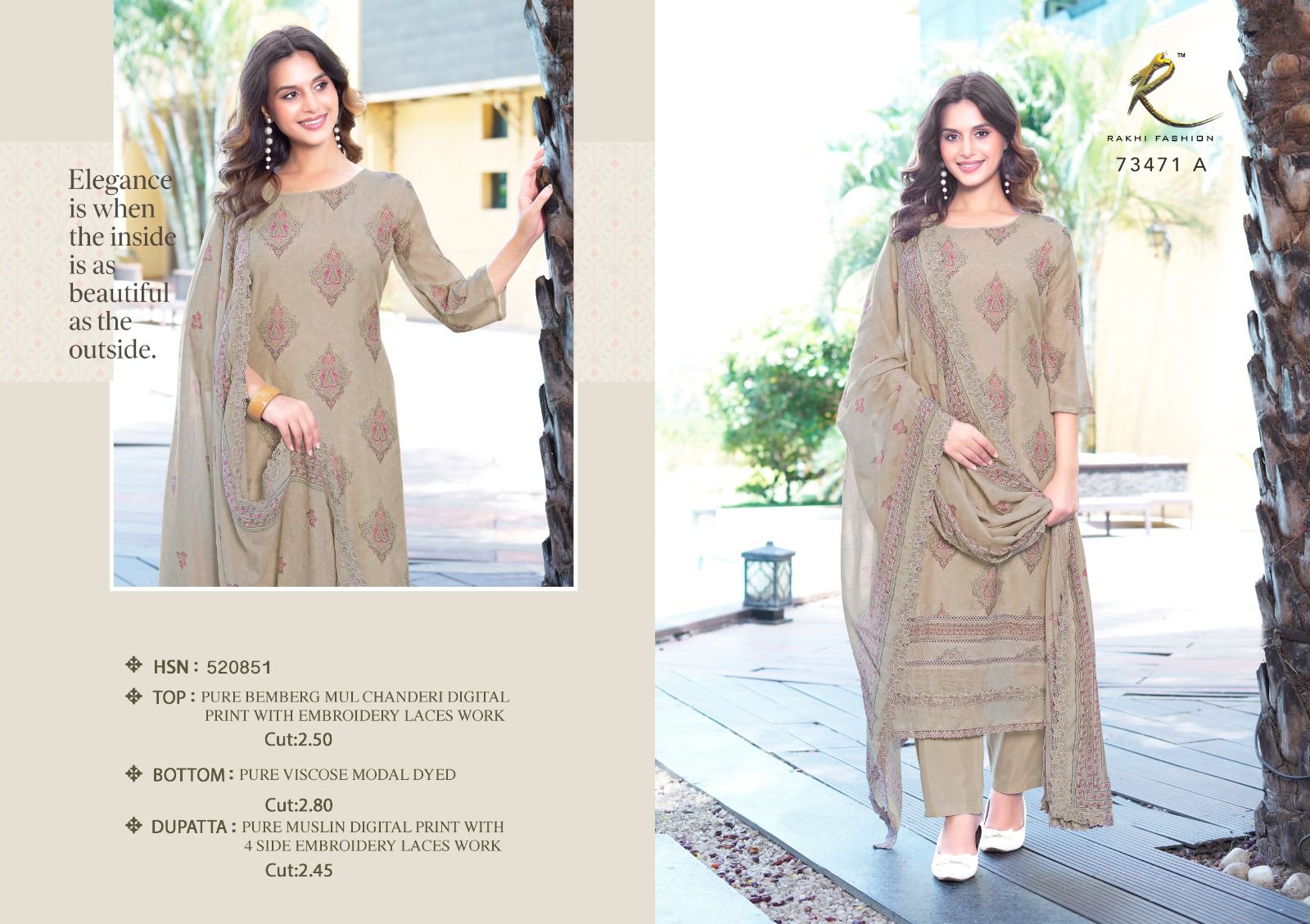 Summer Andaaz Rakhi Fashion Bemberg Pant Style Suits Exporter Gujarat