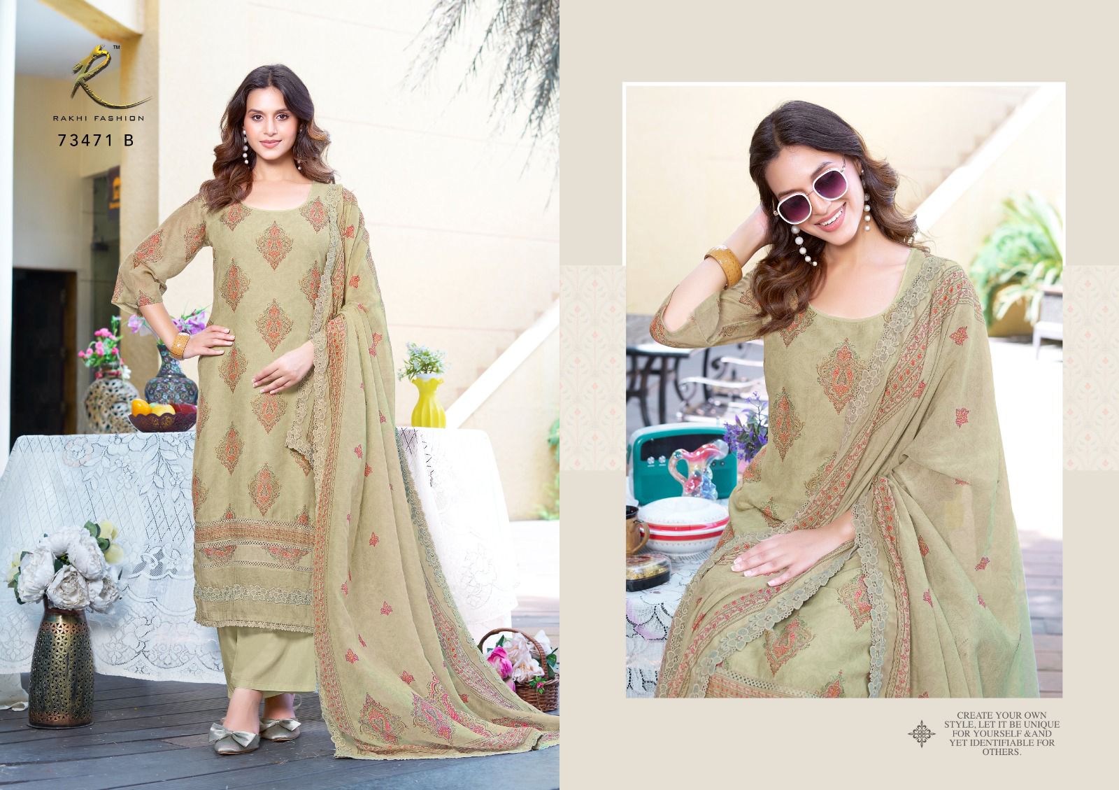Summer Andaaz Rakhi Fashion Bemberg Pant Style Suits Exporter Gujarat