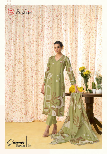 Summer Bazaar Sudriti Sahiba Cotton Lawn Pant Style Suits Supplier Gujarat
