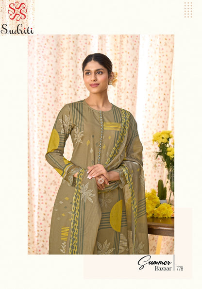 Summer Bazaar Sudriti Sahiba Cotton Lawn Pant Style Suits Supplier Gujarat