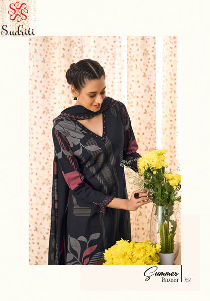 Summer Bazaar Sudriti Sahiba Cotton Lawn Pant Style Suits Supplier Gujarat
