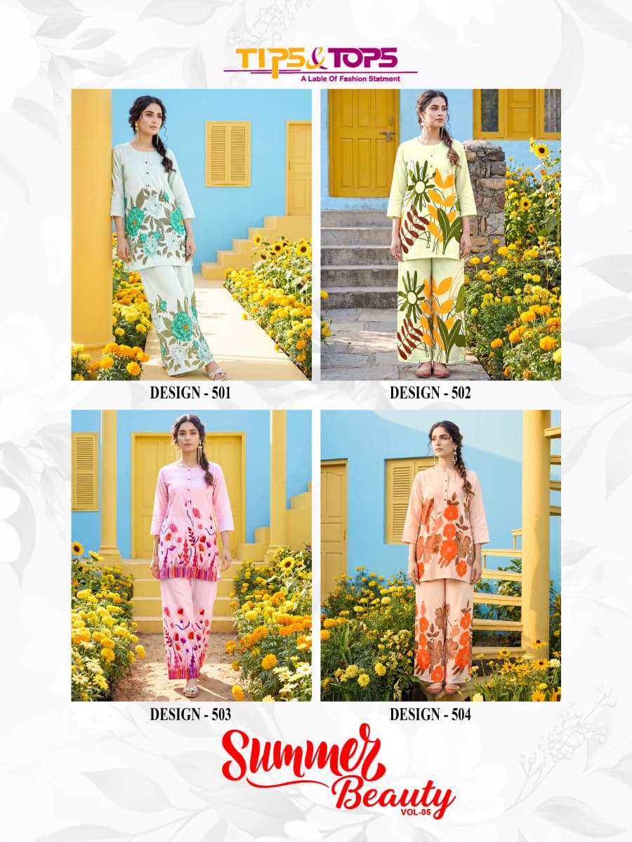 Summer Beauty Vol 5 Tips Tops Reyon Co Ord Set Wholesale