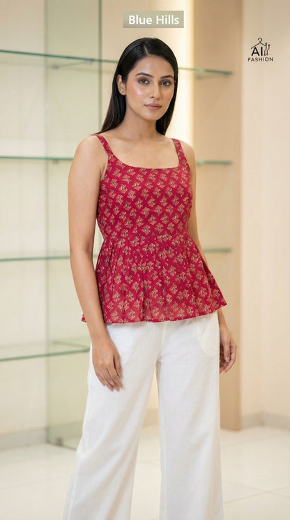 Summer Blue Hills Cotton Stylish Short Tops Exporter Gujarat