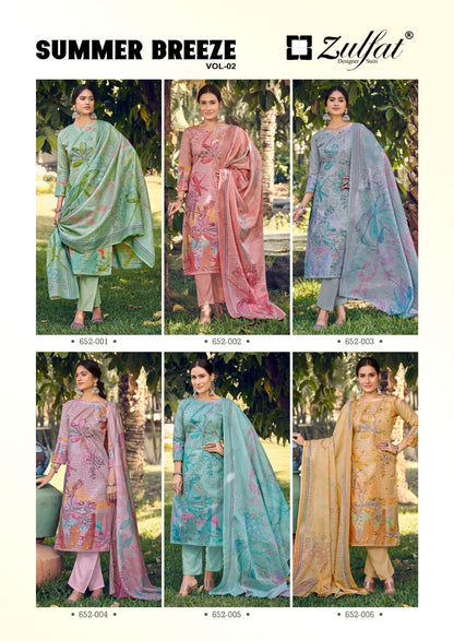 Summer Breeze Vol 2. Zulfat Designer Cotton Karachi Salwar Suits Exporter Ahmedabad