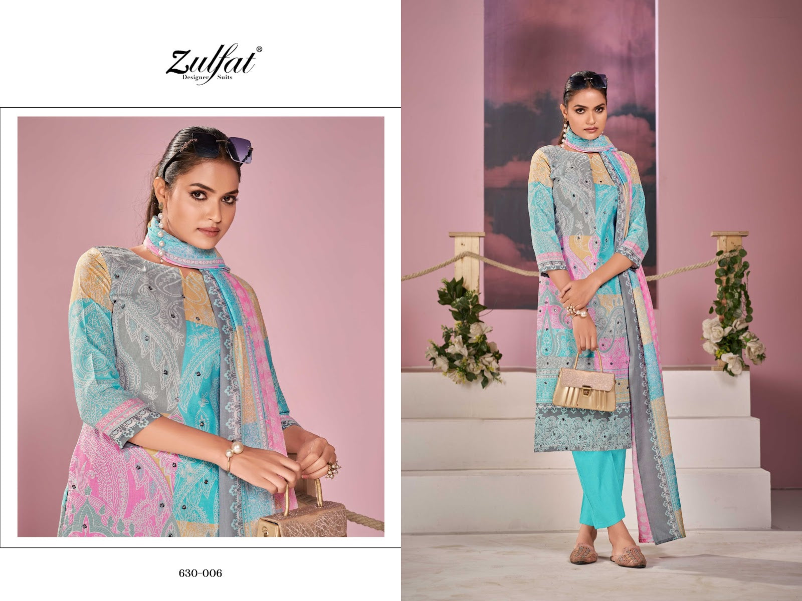 Summer Breeze Zulfat Designer Pure Cotton Pant Style Suits Wholesale Price