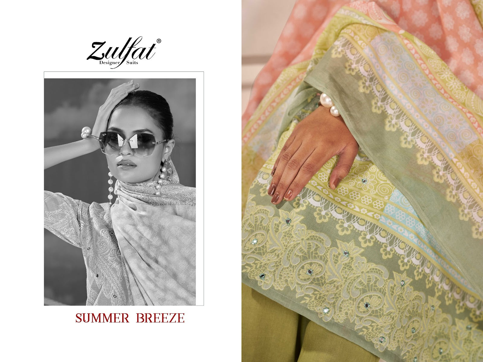 Summer Breeze Zulfat Designer Pure Cotton Pant Style Suits Wholesale Price