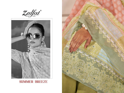 Summer Breeze Zulfat Designer Pure Cotton Pant Style Suits Wholesale Price