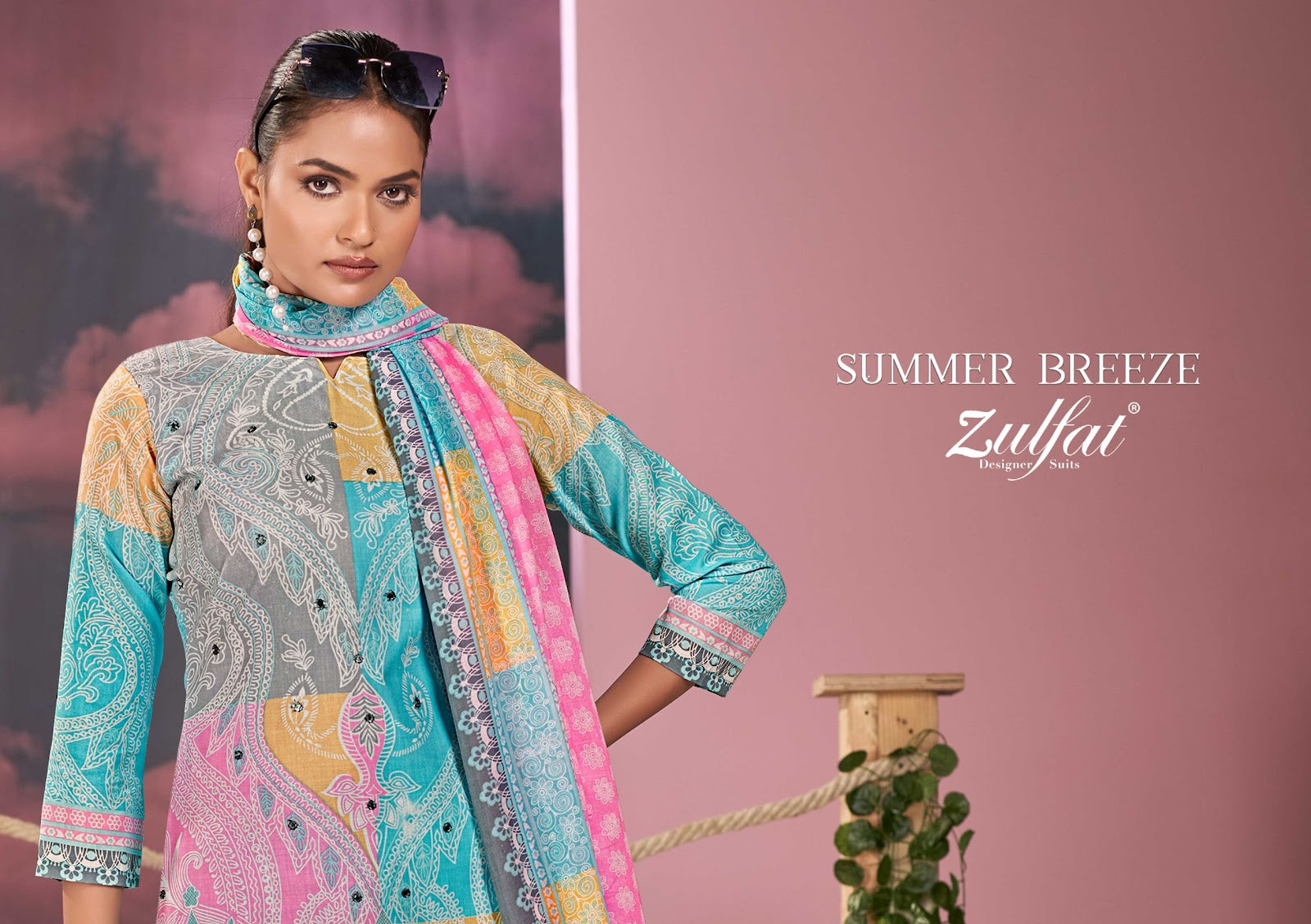 Summer Breeze Zulfat Designer Pure Cotton Pant Style Suits Wholesale Price