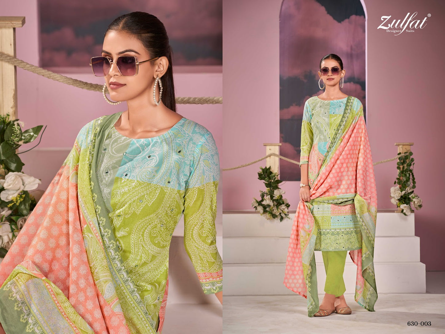 Summer Breeze Zulfat Designer Pure Cotton Pant Style Suits Wholesale Price