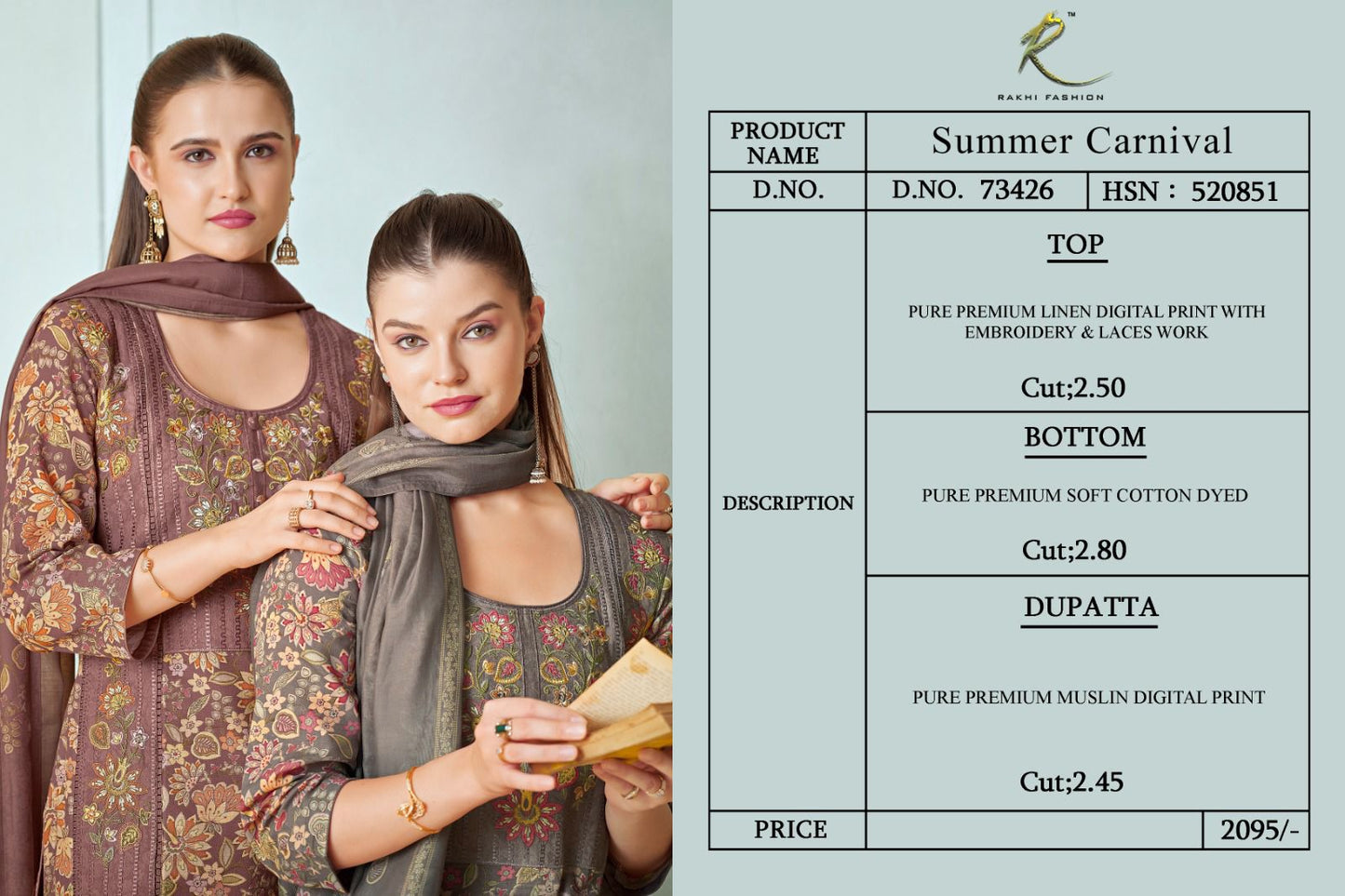 Summer Carnival 73426 Rakhi Fashion Linen Pant Style Suits Exporter