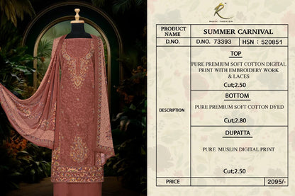 Summer Carnival Rakhi Fashion Soft Cotton Salwar Suits Supplier