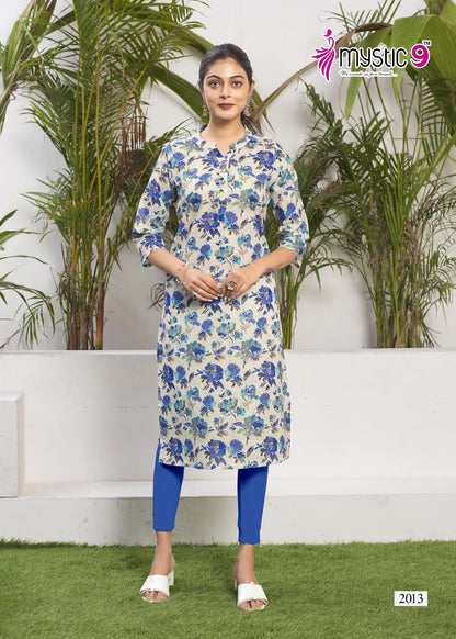Summer Cool Vol 2 Mystic 9 Cambric Knee Length Kurtis Supplier India