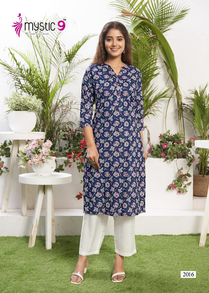 Summer Cool Vol 2 Mystic 9 Cambric Knee Length Kurtis Supplier India